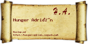 Hunger Adrián névjegykártya